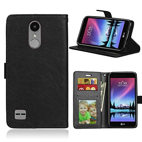 LG K20 Plus Case, Nicelin Classic Pattern PU Leather Wallet Type Magnet Closed Flip Stand Case for LG K20 Plus / MP260 / TP260 (Black)