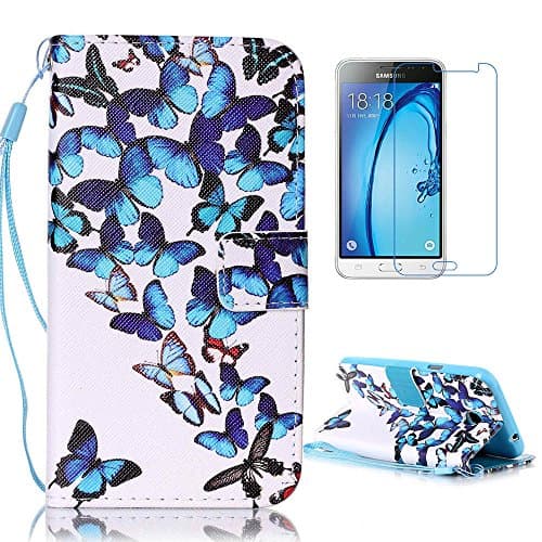 J3 Case, Express Prime Case, Amp Prime Case, Goforth2017 Premium PU Leather Flip Wallet Case with Free Screen Protector Samsung Galaxy J3 2015/ J3 2016/ J12 V/ Express Prime/ Amp Prime/ Sol