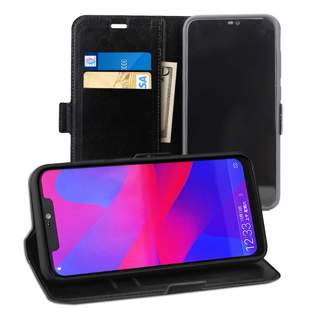 Acvensity BLU Vivo Xi + case, 6.2" case, flip Leather Wallet with Credit Card Slot Side Cash Pocket Side Magnetic Buckle, only for BLU Vivo Xi+ V0310WW, (Black) (Black)