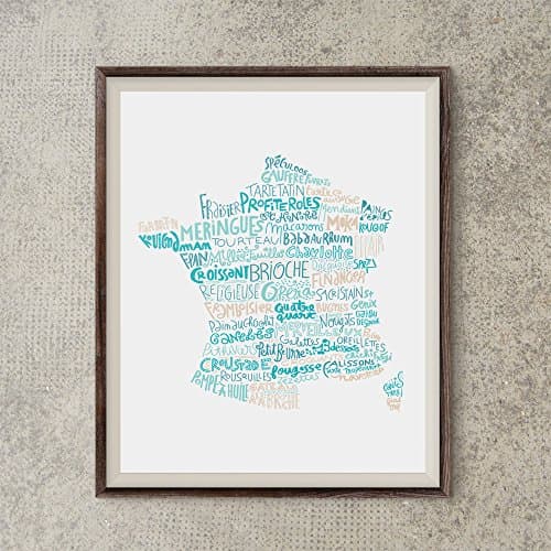 French pastries map print