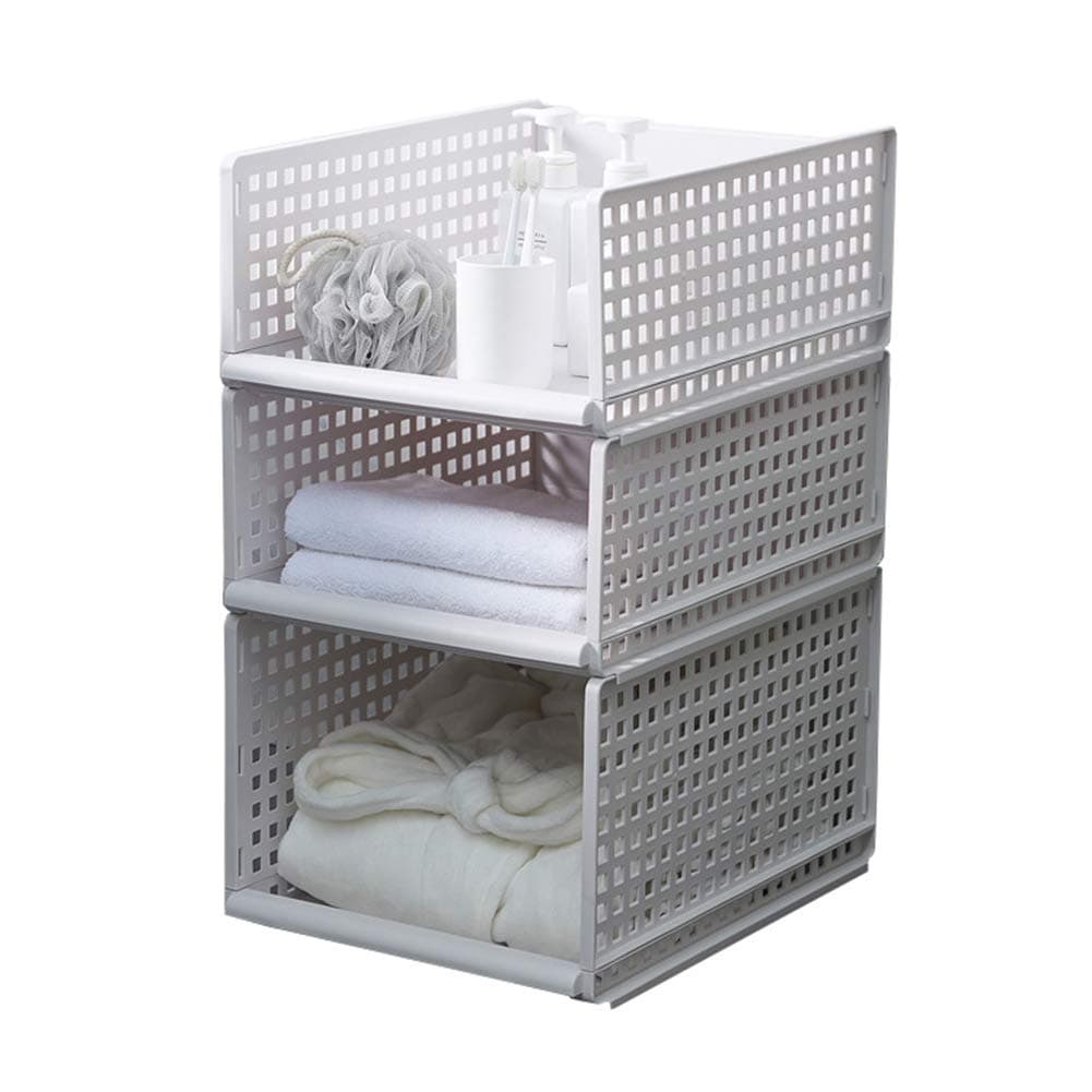 Detachable 3-Layer Wardrobe Storage Basket Clothes Shelf Multi-Layer Stackable Large Multi-Purpose Storage Rack