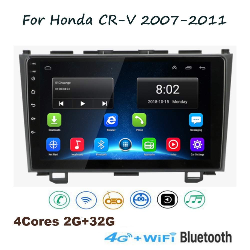 TypeBuilt Android Car Stereo for Honda CR-V 2007-2011 9 Inch HD Touchscreen GPS Navigation Bluetooth Support 4G Wifi Screen,Mirror Link,Radio Tuner