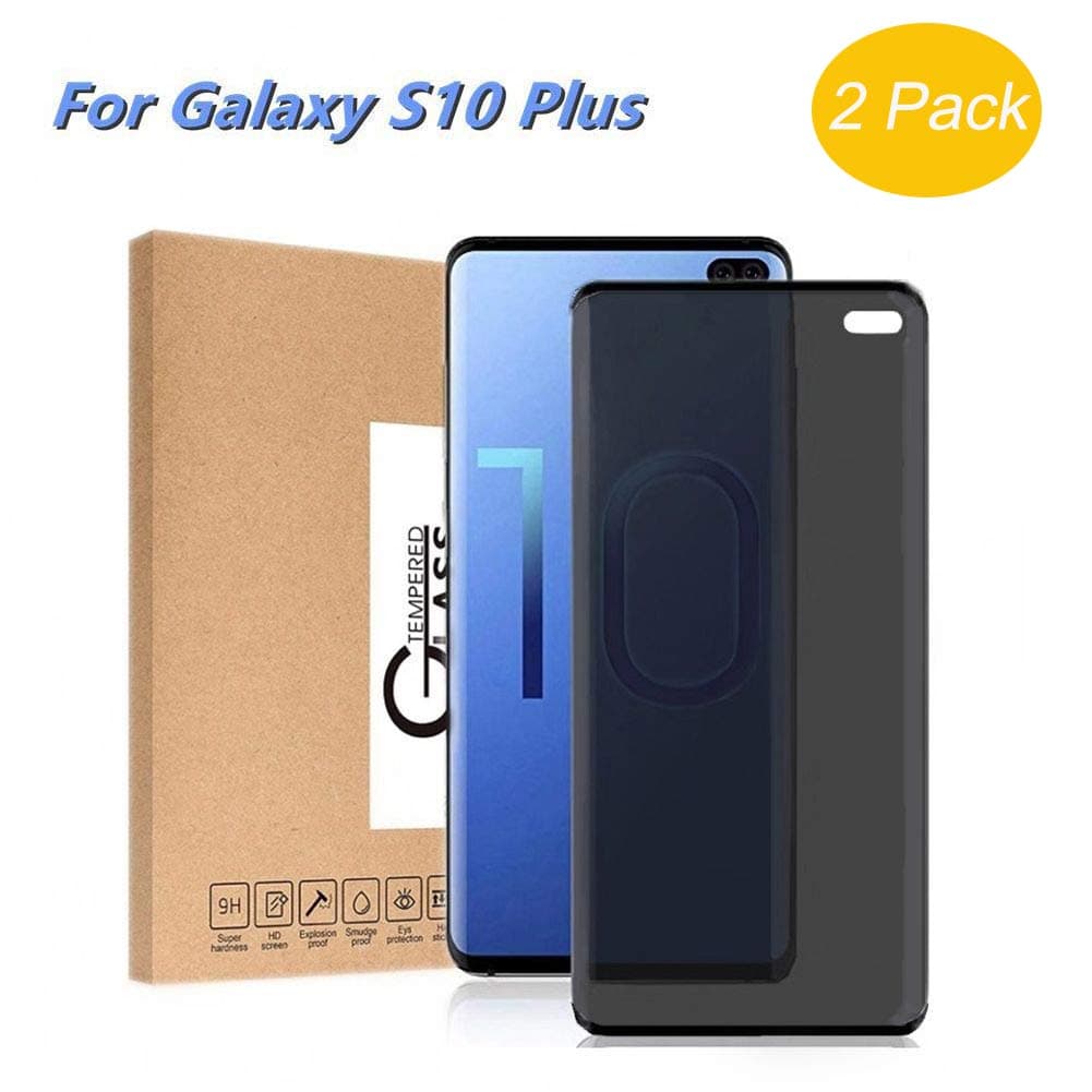 MO-UK 【2 Pack 】 Galaxy S10 Plus Privacy Screen Protector Tempered Glass,VIEE 3D Case Friendly 9H Anti Spy Invisible Glass Screen Protector For Galaxy S10 Plus(6.4inch)