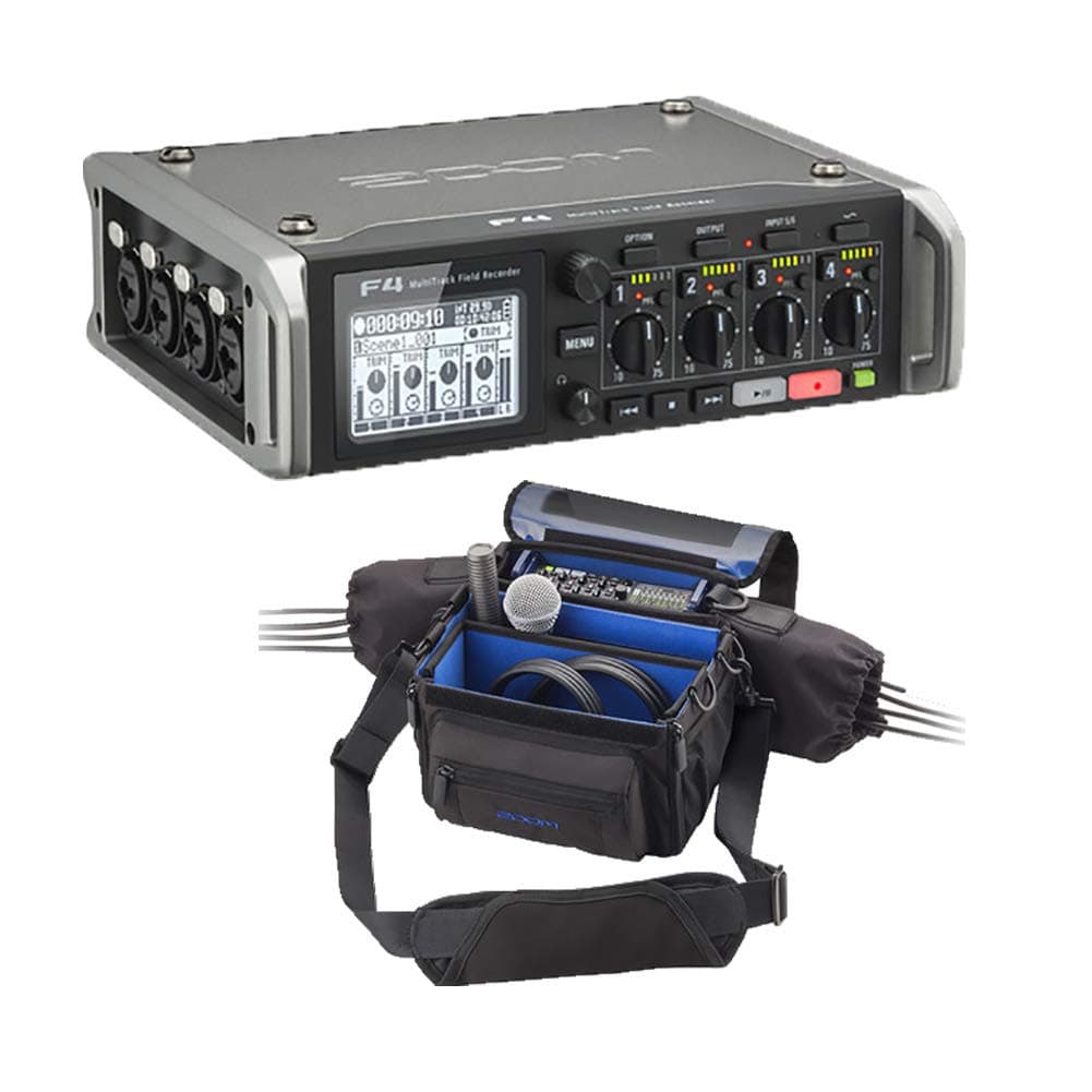 Zoom F4 multiTrack Field Recorder Six Inputs,Eight-Tracks + PCF-8n Protective Case For F8n,F8 and F4