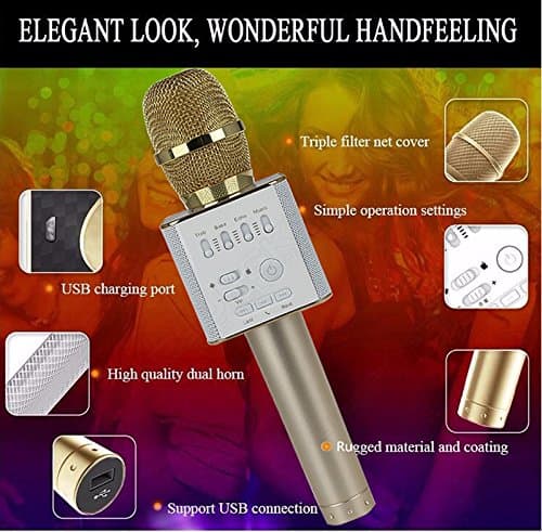 U.S. - NorthLogic Wireless Q9 Karaoke Microphone, Portable Handheld Bluetooth Condenser Microphone and Speaker for for iPhone/iPad/iPod/Samsung Sony HTC LG Smartphones (Gold)