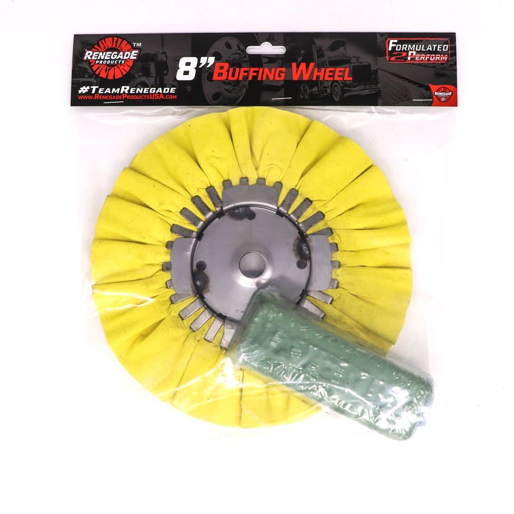 Renegade Products Coloring 8 Inch Diameter Airway Buffing Wheel and Green Compound Set For Polishing Aluminum Wheels, Fuel Tanks, Fenders & Bumpers, 2 Item Pack (Coloring Combo)