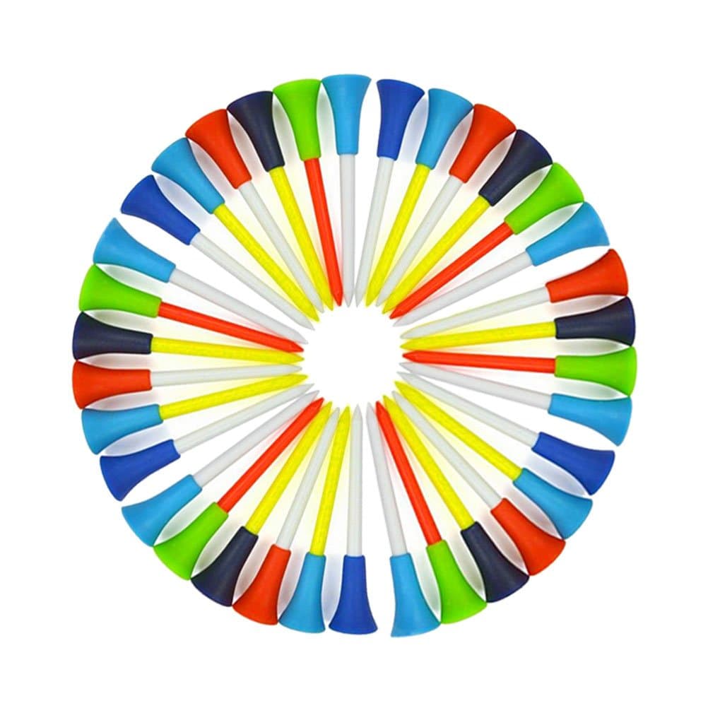 Suriel(TM 50/100 Pack Multi Color Plastic Golf Tees 83mm Rubber Cushion Top Golf Tee