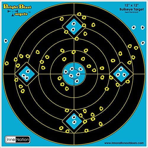 10 Pack - 12" X 12" Bullseye Target - Instant Bright Blast Reactive Shooting Target