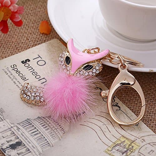 NEW PLEASURE Fox Key Chains Car Key Ring Bag Pendant (B Light Pink)
