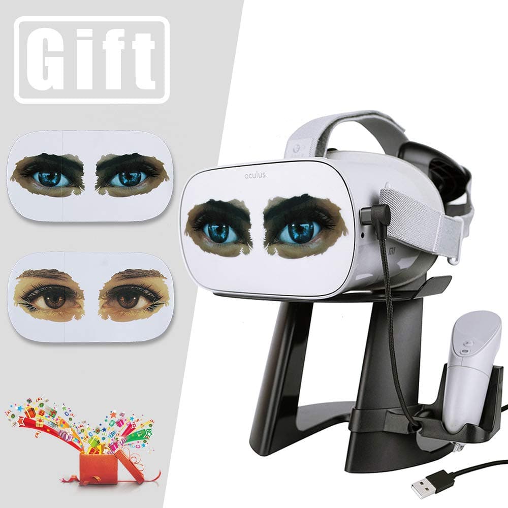 AMVR VR Stand -Virtual Reality 3D Glass Headset Display Holder, VR Headset Station with Magnetic USB Cable for Charging and Placing Oculus Go with Controller & Touch