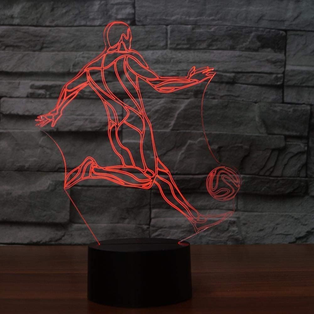 Optical Illusion 3D Football Night Light USB Powered Remote Control Touch Switch Decor Table Desk Lamps 7/16 Color Changing Lights LED Table Lamp Xmas Home Love Decor Brithday Children Kids Gift