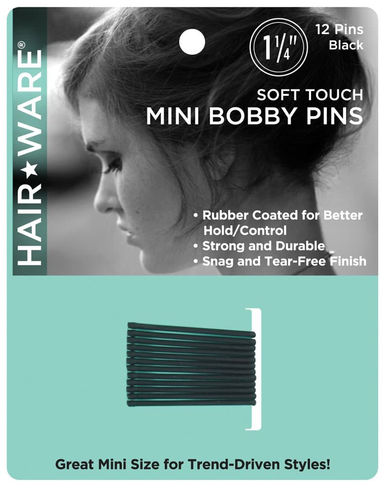 HAIR WARE Rubberized Mini Bobby Pins Black HW062