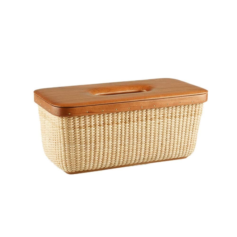 Rectangular Leather Tissue Box Holder Simple Rattan Tissue Box Car Tissue Box Cover Rectangle For Night Stands Desks And Tables (Color : Brown, Size : 12x14x27cm)