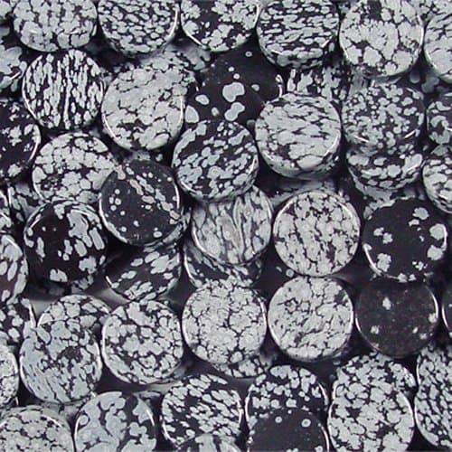 SNOWFLAKE OBSIDIAN 15MM COIN GEMSTONE BEADS AA++