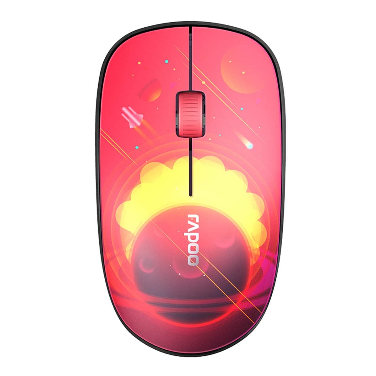 RAPOO Silent Wireless Mouse, Portable and Quiet, USB Receiver, Ergonomic and Personalized Design, 1000 DPI, Long Battery Life for Notebook, PC, Laptop, Computer- Purplish Red