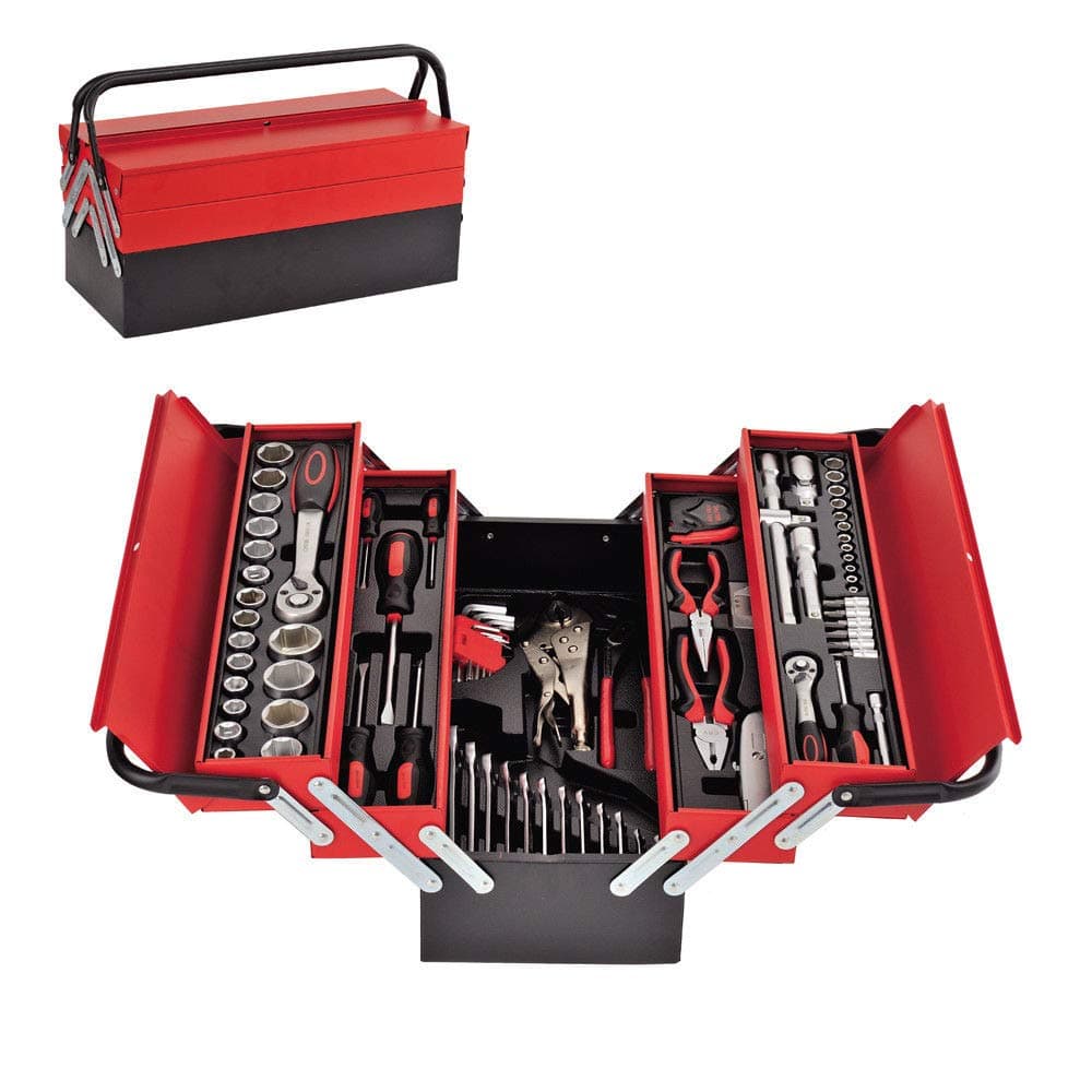 Amazing Tour 86 Pcs Pro Tool Box Tool Set in Red Metal Box Fully Loaded Professional Wrenches