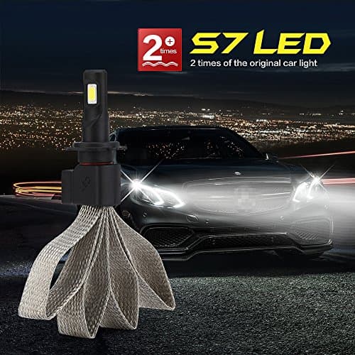 Atuo Car LED Headlight Bulb,S7 Focus Light Spotlight Beam Headlamp Convertion Kit 60W 6400LM 6000K-Pure White COB LED Chips All-In-One IP68 Waterproof(Pack of 2) (H7)
