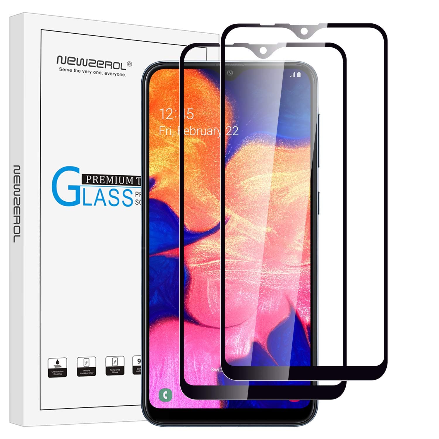 NEWZEROL 2 Pcs Compatible for Samsung Galaxy A10 Screen Protector [Full Coverage] 9H Tempered Glass Screen Protector Anti-scratch Anti-Bubble Film for Samsung A10 -Black Edge