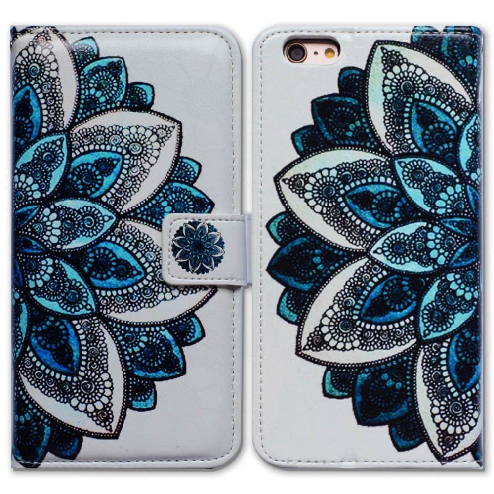 Bcov 4.7" iPhone SE 2022 Case,iPhone SE 3rd Gen Case,iPhone SE 2020 Case,iPhone 7 Wallet Case,iPhone 8 Case, Green Mandala Pattern Card Slot Wallet Leather Cover Case for iPhone 7/8/SE 2022