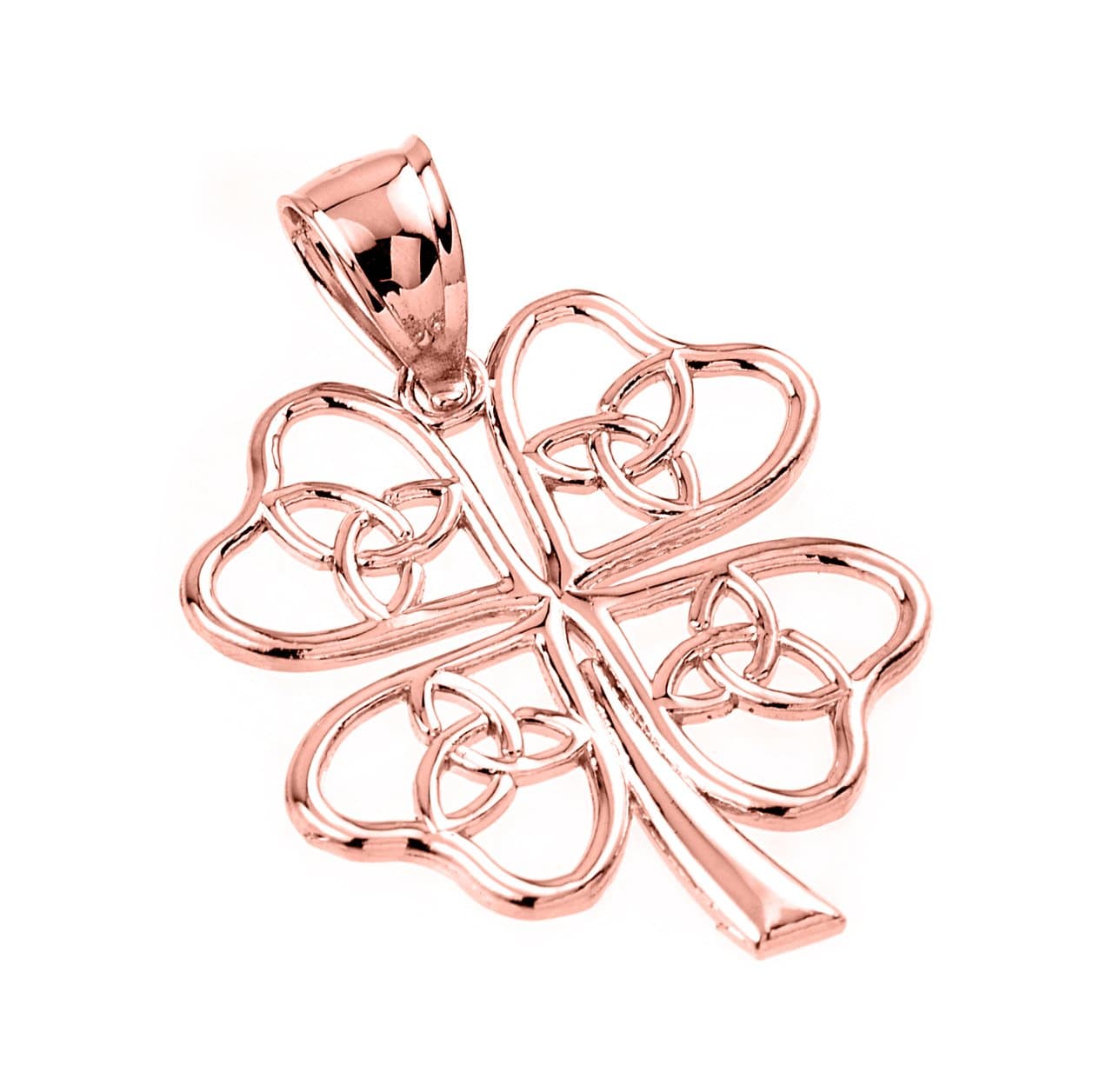 Unknown10k Rose Gold Open Design Trinity Knot Lucky Four-Leaf Clover Charm Pendant