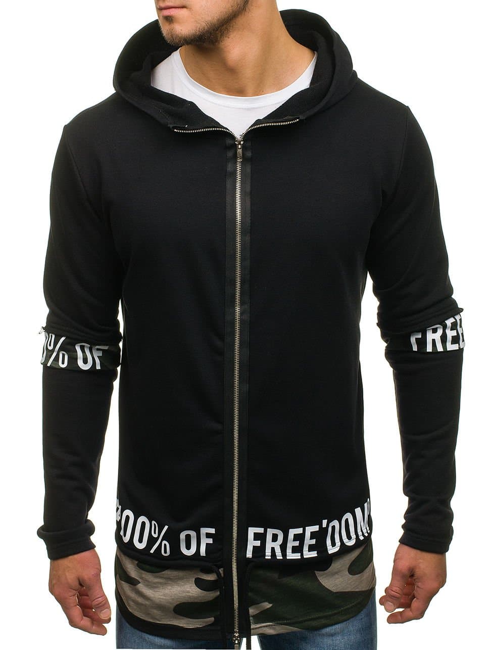 Men's Longline Hoodie Cape Printed Sweatshirt Long Pullover Plain Assassin Streetwear Urban Casual Style Mix 1A1