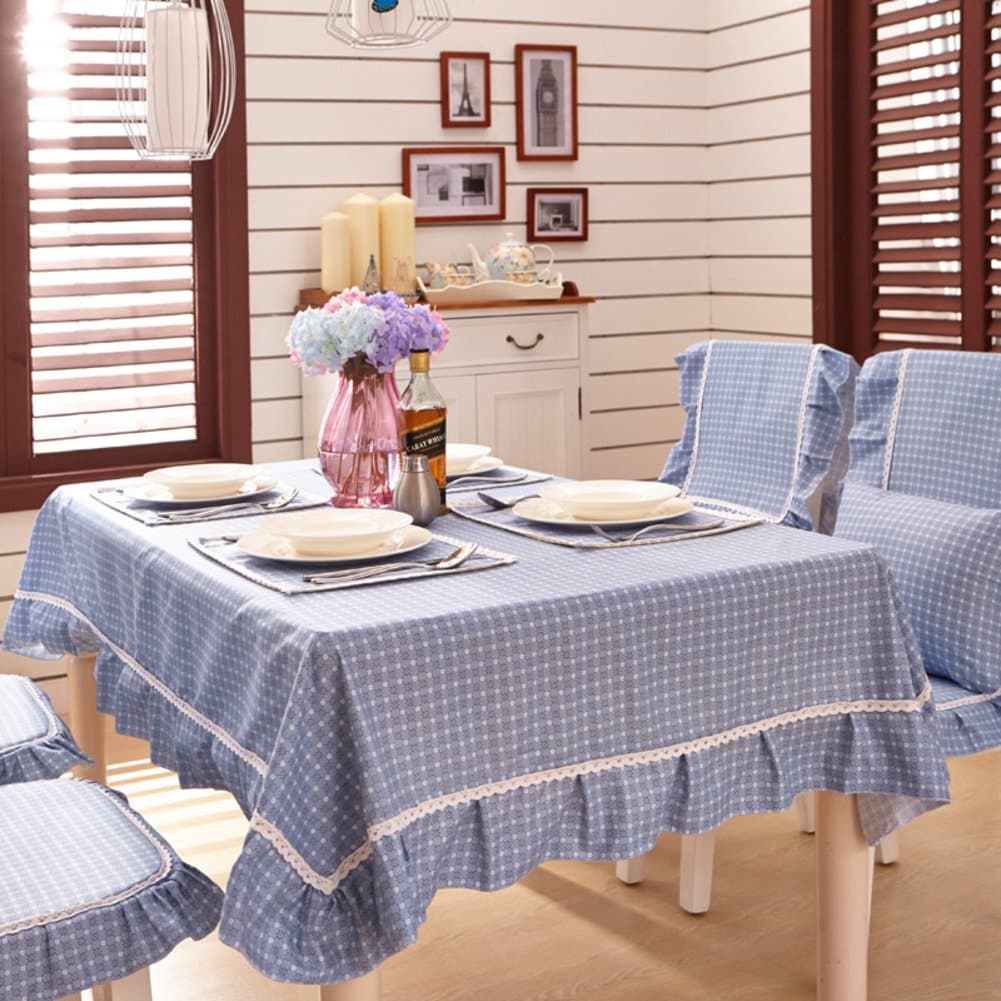 Pastoral blue gingham tablecloth/fabrics / oblong tea table cloth/ table cloth/ fresh table cloth-E 130x180cm(51x71inch)