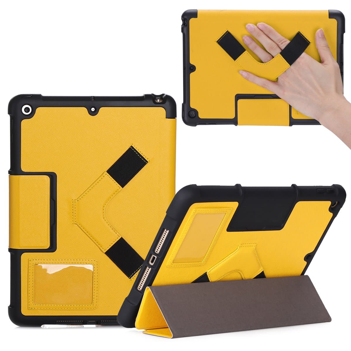 NutKase 2018 6th Generation and 2017 5th Gen, Best Shockproof 9.7" iPad Case for Models A1893, A1954, A1822, A1823. Rugged Protective Folio Case for Apple iPad Ideal for Schools and Students. Yellow