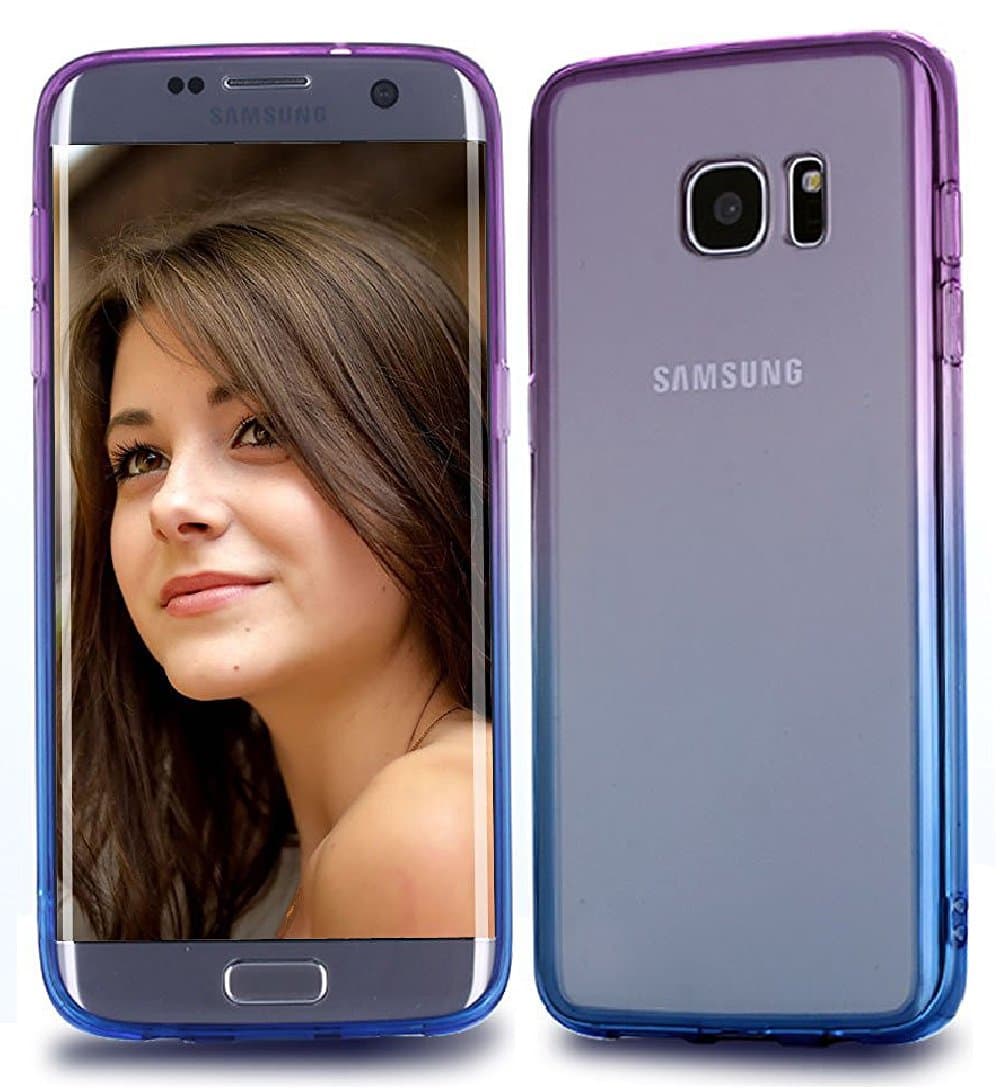 ACCBTECH Samsung Galaxy S7 Edge Case,Cover Gradient Color Mirror Soft TPU Case Shockproof Transparent Protective Cover Bumper Case for Samsung Galaxy S7 Edge