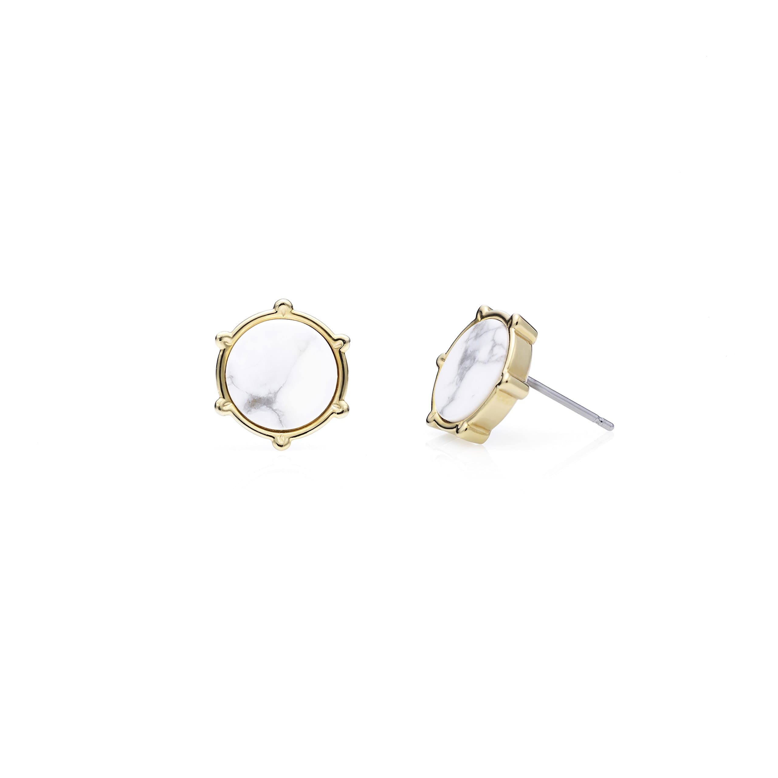 Reversible 7 Polygon Howlite Jemstone Stud Earring