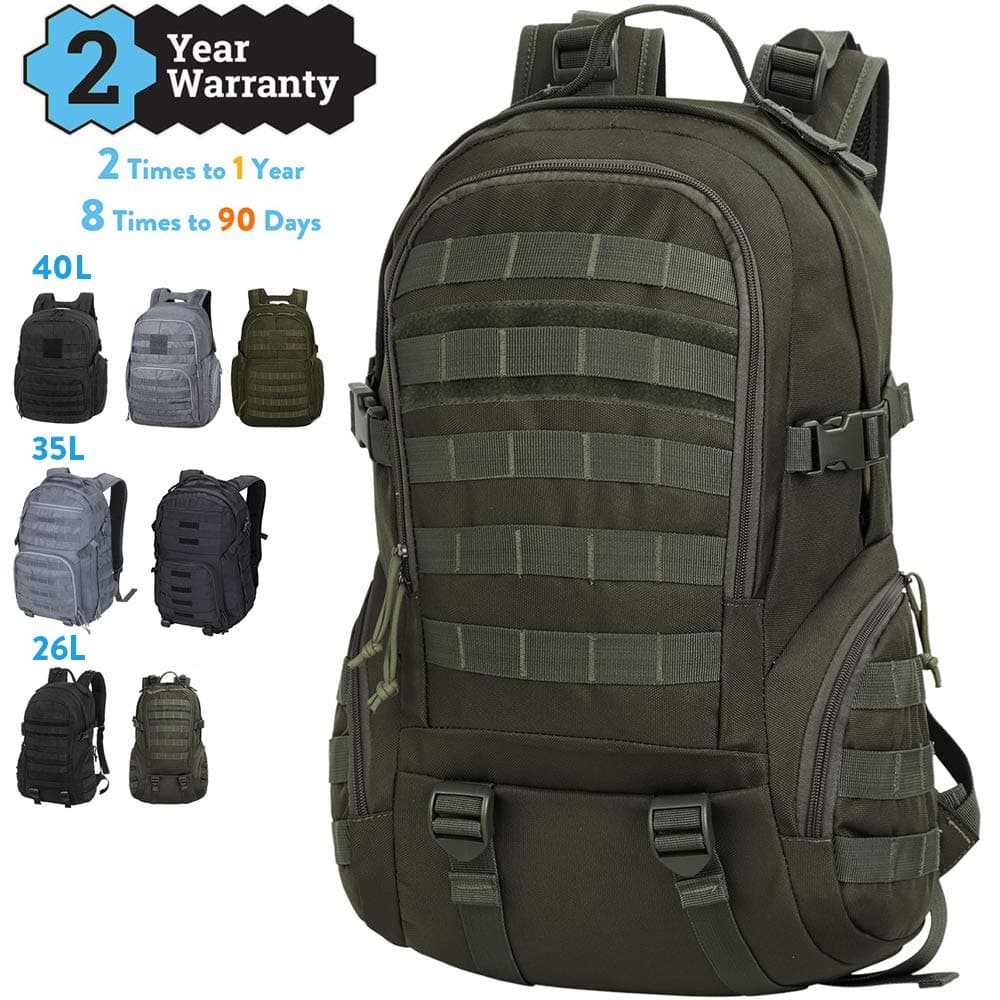 VENTCY Tactical Backpack 26L Assault BackpackTactical Military Backpack Army Rucksack MOLLE Assault Pack Nylon Combat Backpack for Travelling Camping Hiking Trekking (Army Green)