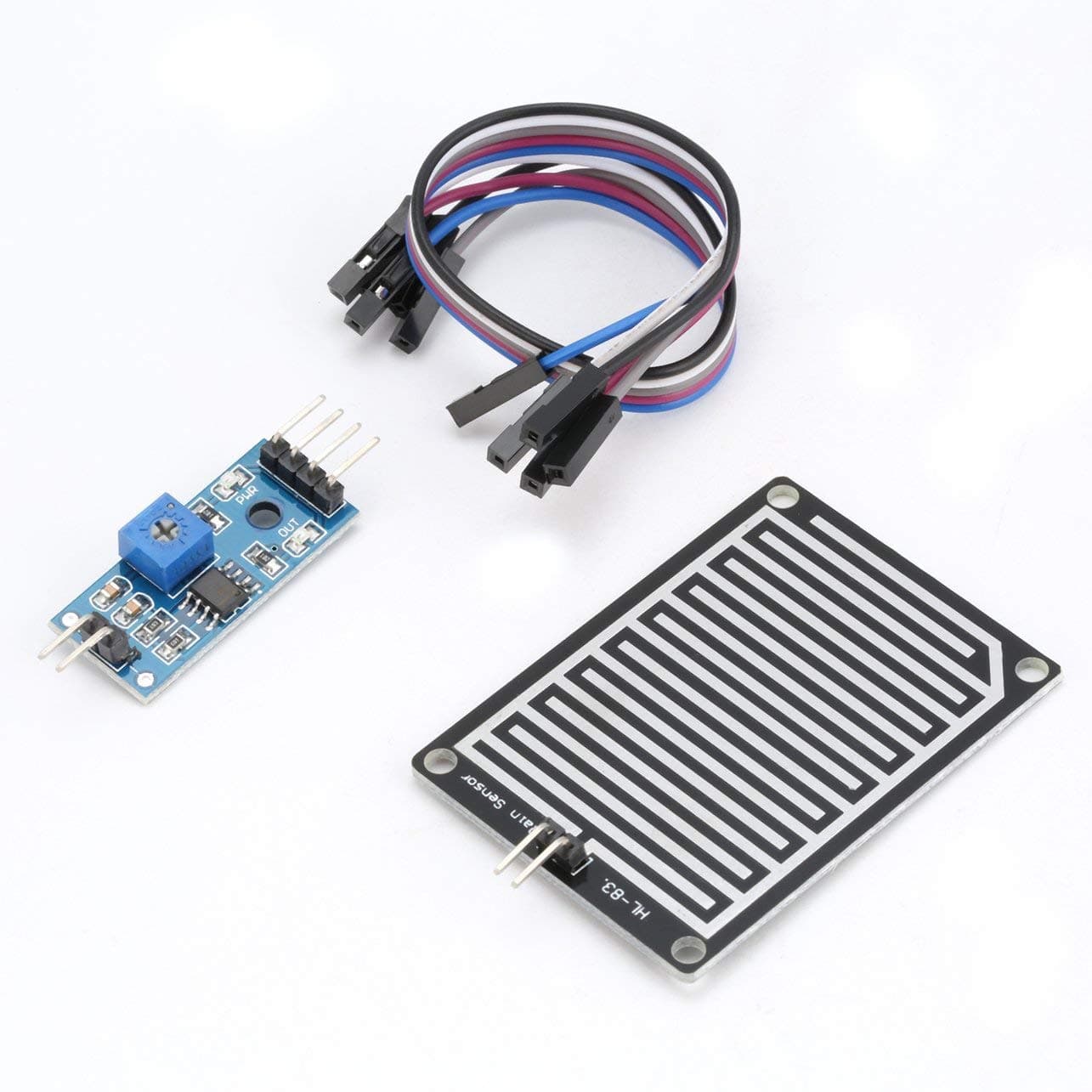 5V LED Rain Sensor Raindrops Water Detection Humidity Moisture Module Kit for Arduino Weather Detector Monitor with Cable
