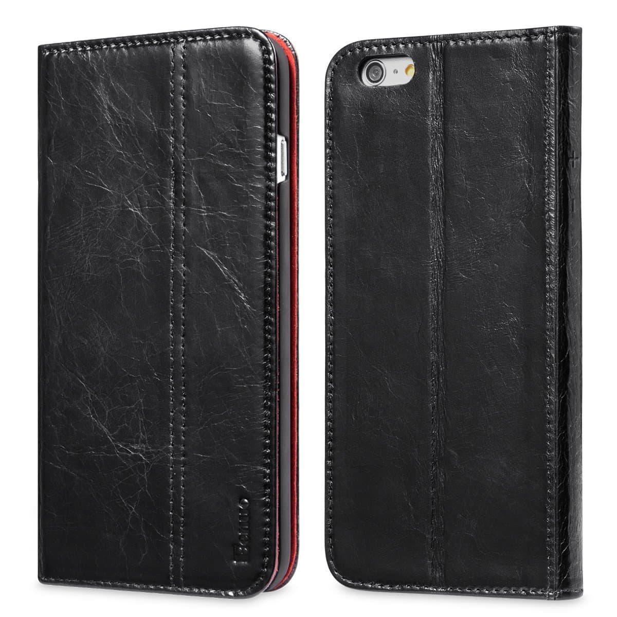 iPhone 6s Plus/6 Plus Case, Benuo [Vintage Book Series] [Card Holder] Genuine Leather Case [Ultra Soft], Folio Case Flip Cover with Stand Function for Apple iPhone 6s Plus/6 Plus 5.5 inch (Black)