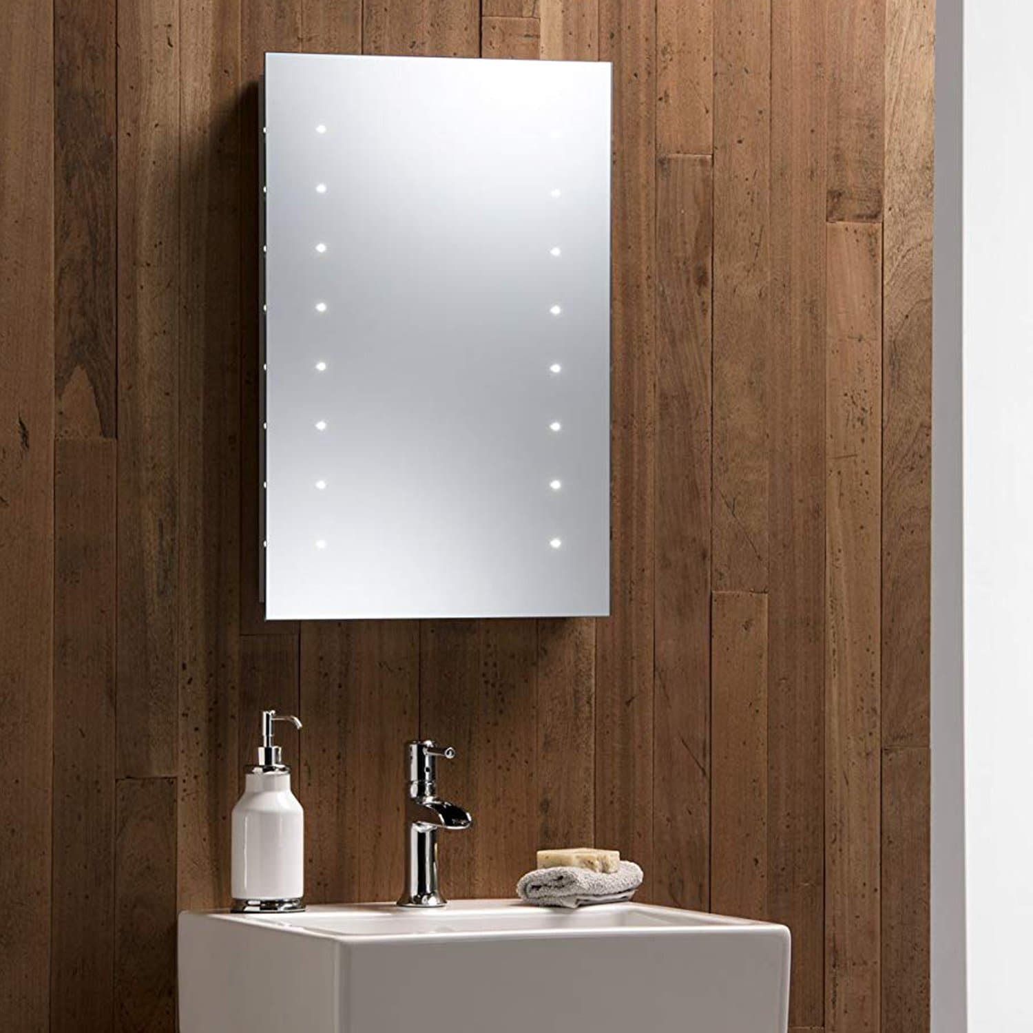 FB FunkyBuys Illuminated LED Bathroom Mirror Backlit Wall Mounted Battery Operated Lighted Makeup Mirror - 350 x 400 mm - 5mm Thick Glass