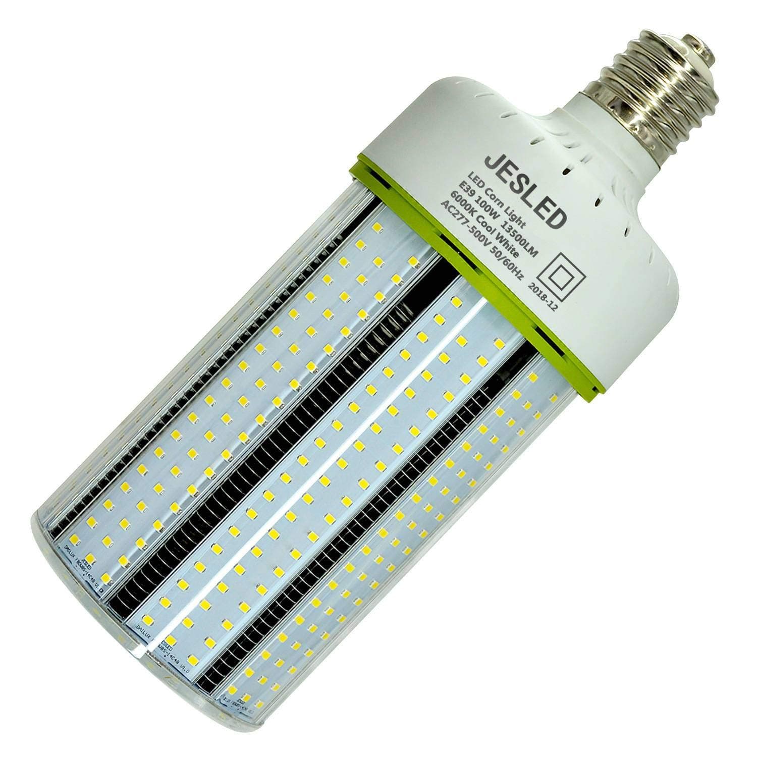 JESLED 480v LED Corn Bulb - 100W Cob Light, E39 Mogul Base, 6000K Cool White, 13500LM, 400 Watt Equivalent, CFL HID HPS MH Replacement for Factory Warehouse Workshop Bay Lighting, AC277-480V Input