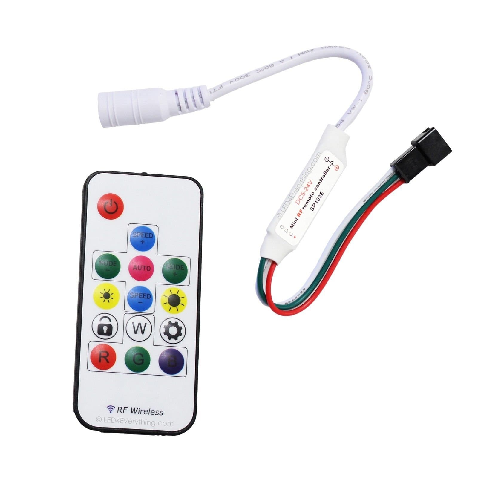 LED4Everything (TM) SP103E Mini-RF Wireless Remote Controller for LED Strip WS2811 WS2812B DC12V 5V