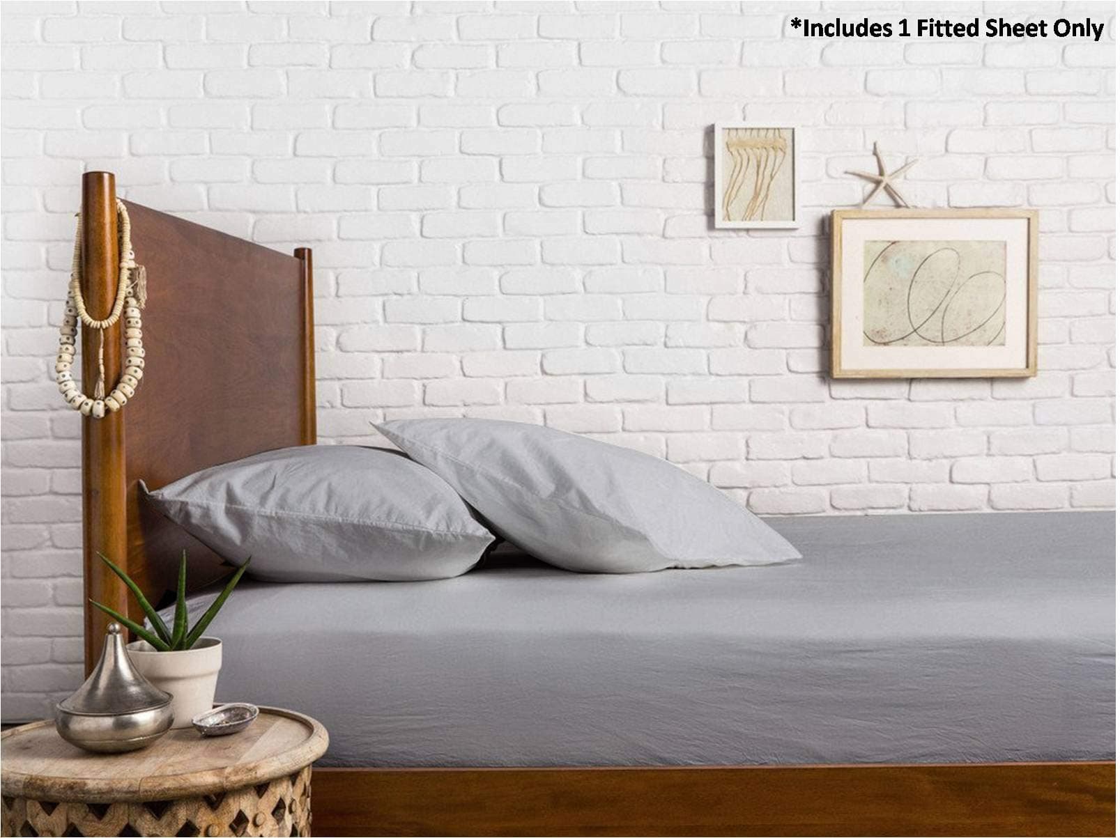 1000 Thread Count 100% Egyptian Cotton Fitted Sheet, Silver Queen Fitted Sheet, Long - Staple Combed Pure Natural Cotton Sheet, Soft & Silky Sateen Weave