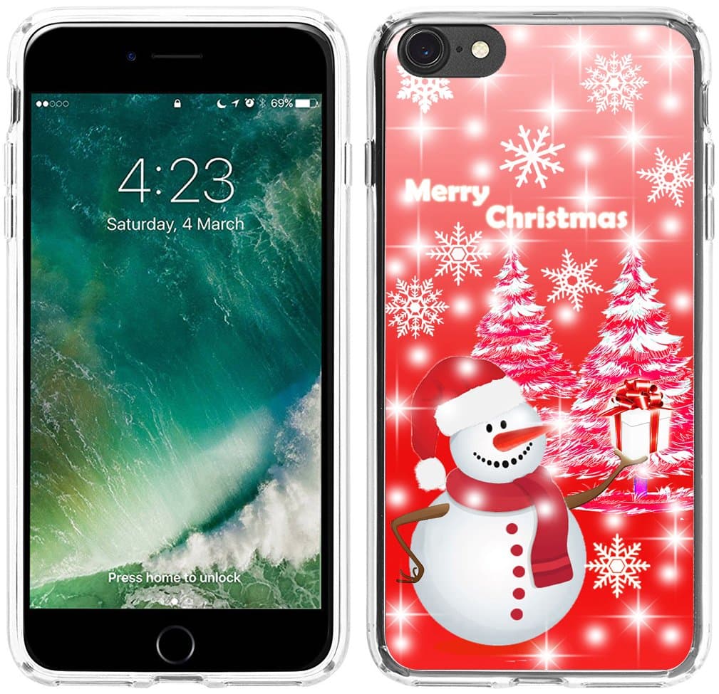 6S Case Case Christmas,Hungo Thin Soft TPU Silicone Protective Cover Shell Compatible with iPhone 6S/6 Red Christmas Snowman Christmas Tree Design Gift Present