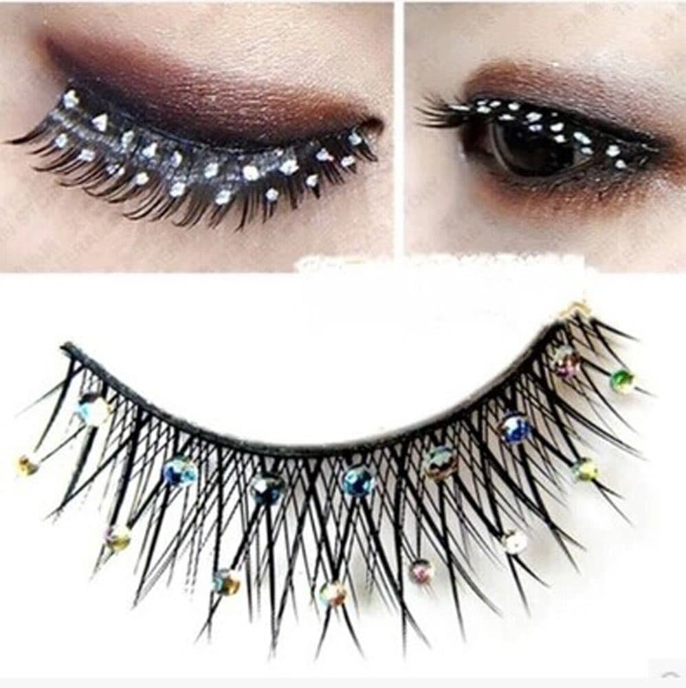 Handmade Stage Performances Exaggerated Rhinestone False Eyelashes5 Pairs