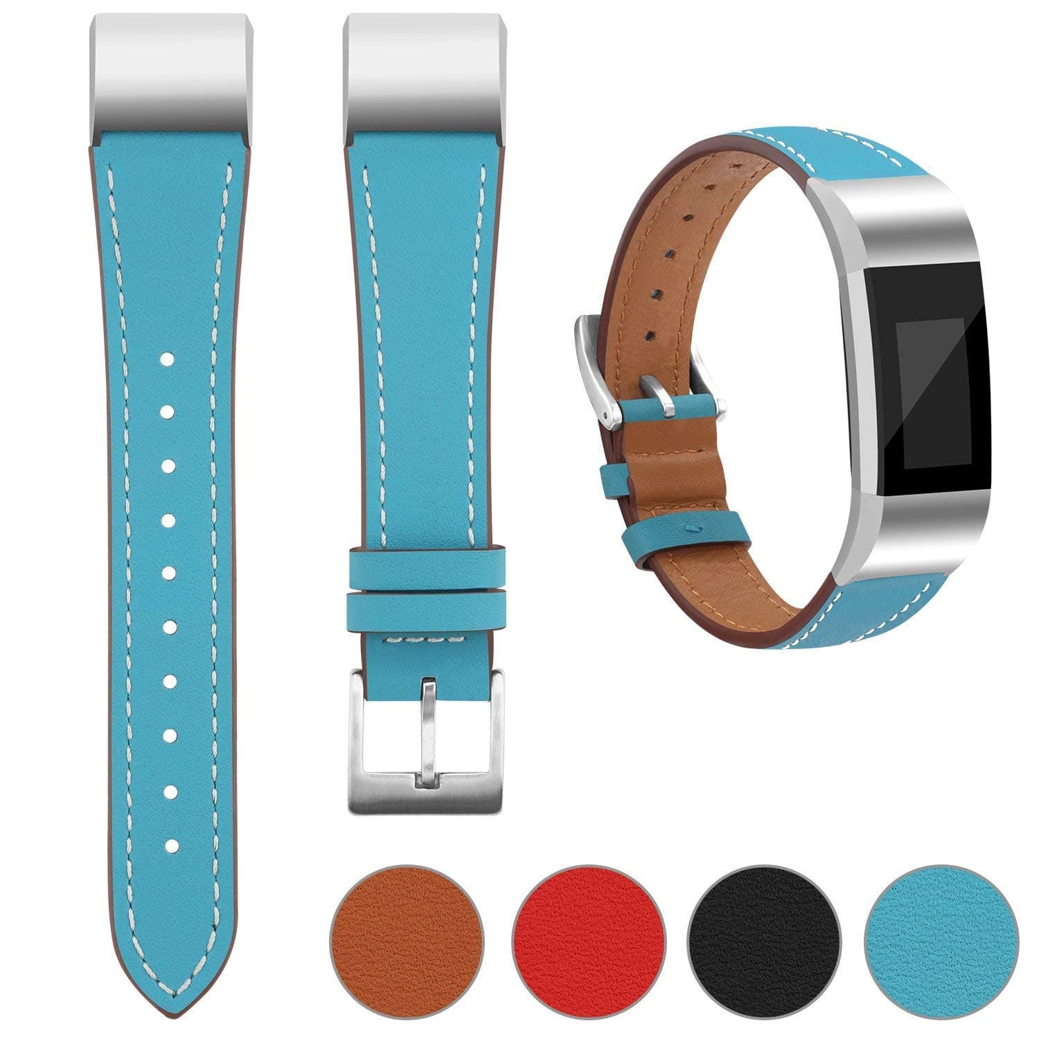 Goosehill Replacement Leather Strap Band Compatible for Fitbit Charge 2, Adjustable Replacement Sport Straps Fitness Wristband