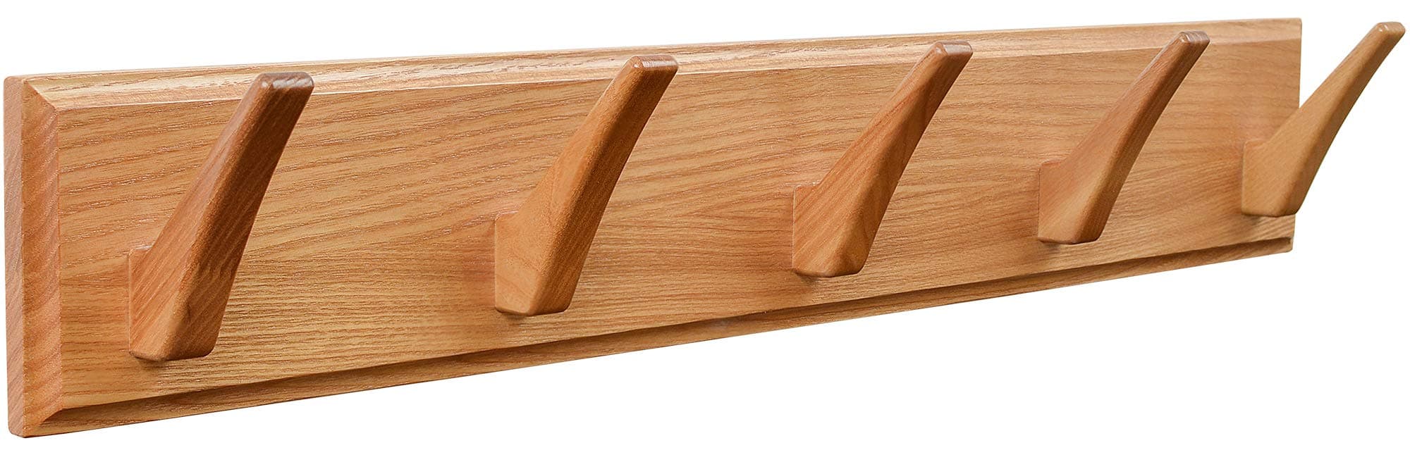 Wall Mounted Coat Rack - Wood Hook Rack for Coat Clothes Hats and Towels - Wooden Peg Rack for Use in Bedrooms Bathrooms and Hallways - Peg Coat Hook Rack for Wall or Door Mounting - Matt Lacquer