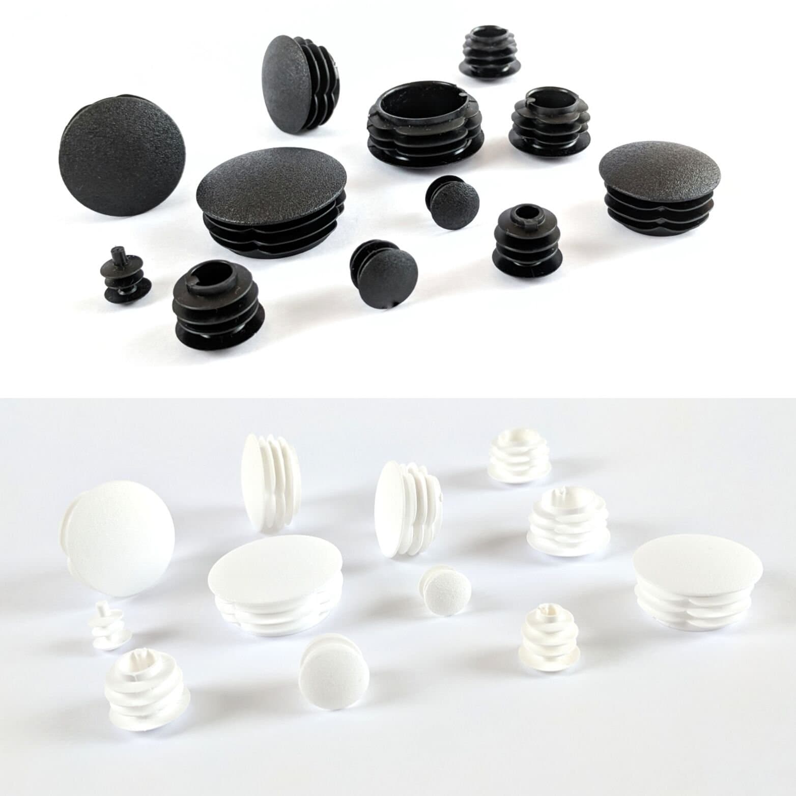 10mm Plastic End Caps - White Domed Tube Inserts, Pack of 4 (See Second Image for Ordering Guide) - Made in Germany