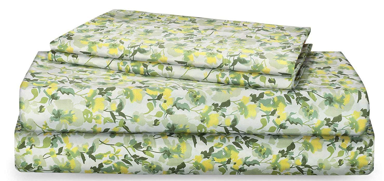 RENAURAA 100% Cotton Sheet Set - 4 Piece Set, Soft & Smooth Percale Weave, 16" DEEP Pocket, Luxury Hotel Bedding, Oeko-TEX Certified (Peached Tiny Floral, King)