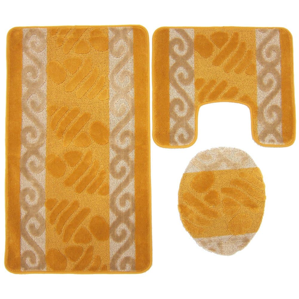 MEGA OVERSIZED JULIA 3 PIECE MAT, CONTOUR, LID RUG SET, MANGO YELLOW