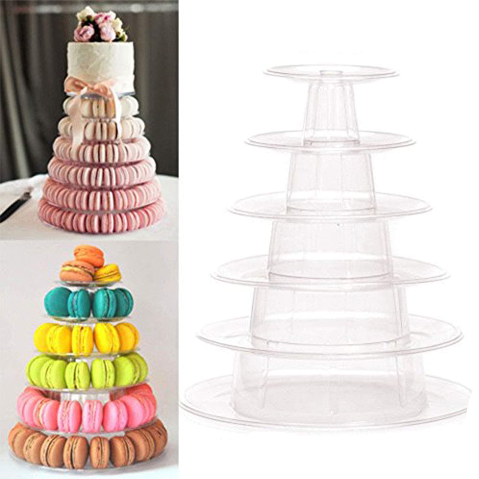 ForeWan Cake Stand Dessert Tower Stand, 6-Tier Round Macaron Tower Clear Macaron Display Rack Holder Cupcake Tree for Wedding Valentine's Day Birthday Party Serving