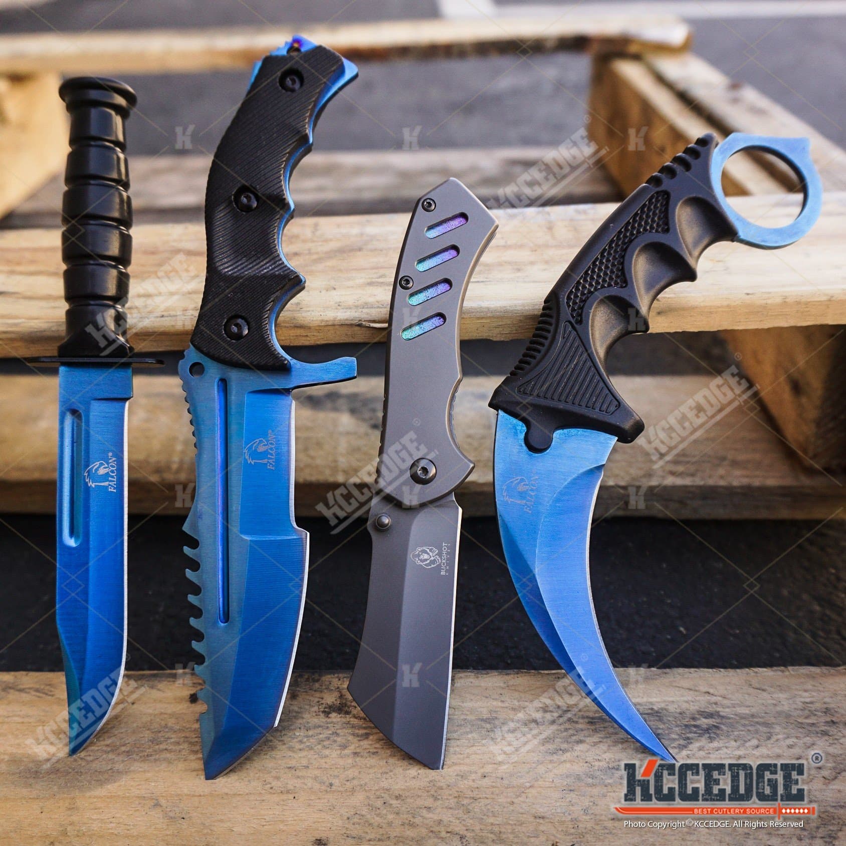 EDC Pocket Knife 4PC Combo CSGO Tactical Fixed Blade Knife Set - Karambit, Huntsman, Combat Knife, Cleaver Pocket Knife Camping Gear Survival Kit