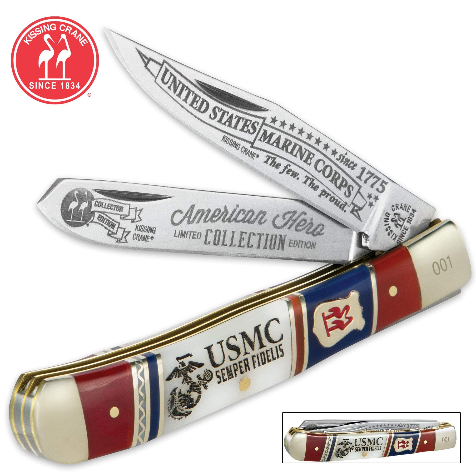 Kissing Crane USMC Trapper Pocket Knife/Folder