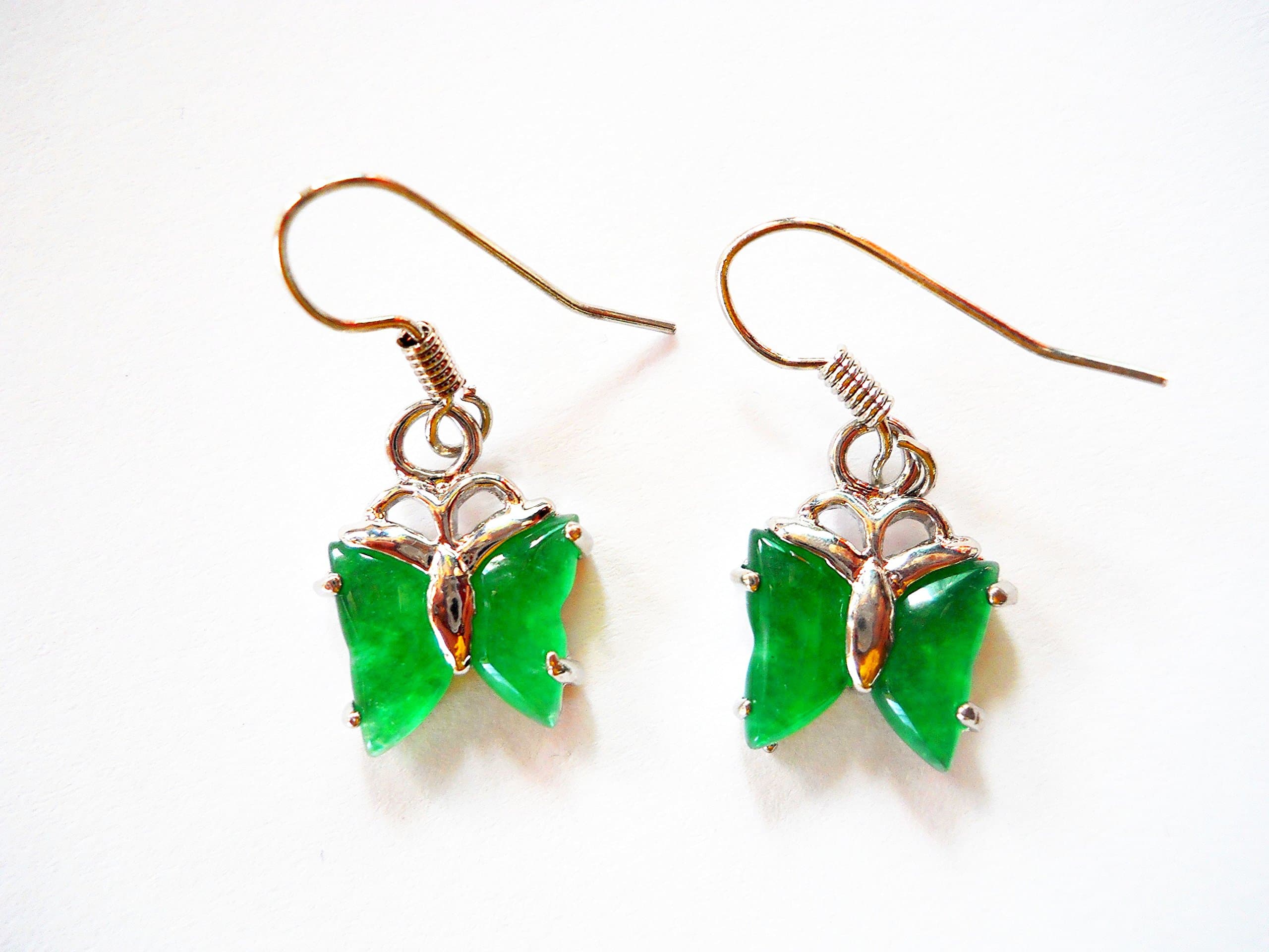 Butterfly green jade earrings