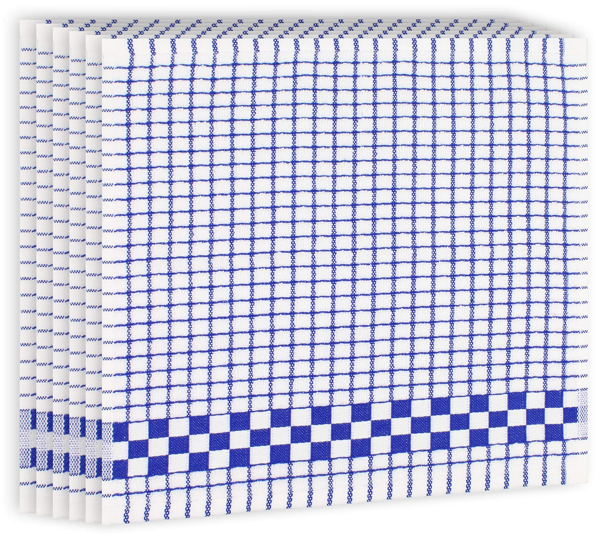 Fecido Classic Kitchen Dish Cloths with Hanging Loop (12 x 12 Inches) - Set of 6, Blue