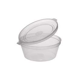 Jynux ® Clear Hinged Lid Plastic Re-usable Sauce Containers Cups Pot Tub Deli Takeaway (2oz x50)