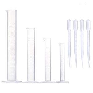 4 Pack Cylindrical plastic Measuring & 4 Pack plastic Droppers(3ml)